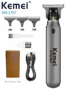 KM-1757 Original Kemei Professional Cordless Men's Clipper, Pemangkas Jenggot Bertenaga, Mesin Pemotong Rambut Isi Ulang - MultiWarna - View 15