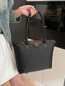 Eine einfache und vielseitige Lässig Shopper Tasche in Unifarbe, großes Fassungsvermögen, mit Reißverschluss, kann als Schultertasche getragen werden, geeignet für Einkaufen, Urlaub, Arbeit und Pendeln sowie andere Anlässe.