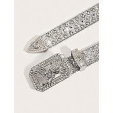 1pc Men's Heavy Duty Crystal Eye Studded Belt, Suitable For Daily Party Occasions Summer, School Fall, Autumn, Halloween Autumn-Winter Accessories,Suitable For Teens, Youth,Men,Casual, Outdoor, Athletic, Vacation, Graduation Gifts, Birthday, Daily Wear - 黑色 - 查看 4