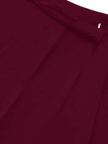 Women's Pleated Solid Color Casual Pants, Fashionable & Minimalist, Spring/Summer, Woven High-Density Matte Fabric 120G, Niche Design, Slimming Effect, Premium Quality - Burgundy - View 7