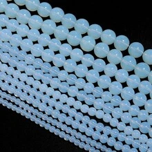 1颗天然玛瑙圆形隔珠，尺寸4/6/8/10/12毫米，高品质珠宝制作DIY工艺品材料，适用于友谊手链、项链、吊坠、装饰品等，批发珠子 - 蛋白石 - 查看 4