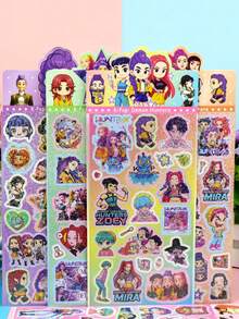 Mattel 18张K-Pop Wish Hunters Q版卡通贴纸超值套装（Rumi、Mira、Zoey角色），防水乙烯基贴纸，适用于笔记本电脑、水瓶、行李箱、日记本、剪贴簿、手工制作，生日、圣诞节、万圣节派对收藏品、粉丝礼物 - 彩色 - 查看 6