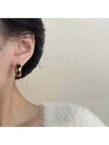 1 Pair Luxury Retro Enamel Drop Hoop Earrings, Suitable For Women To Wear Daily, Festivals, And Formal Occasions,Fashion Jewelry And Accessories - 紅色 - 查看 8