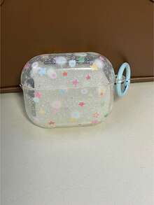 彩色星形图案硅胶耳机保护套，兼容苹果1/2/3/4代无线蓝牙耳机，时尚韩日风 - 無色 - 查看 10