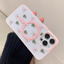 Funda de una pieza con diseño de lazo de árbol. Diseño sencillo y elegante. Diseño magnético. Compatible con phone 11, 12, 13, 14, 15, 16, 17, Pro/Plus/Pro y S22, 223, 824, S25 Ultra/FE. Admite carga inalámbrica. Ideal para regalar a amigos, también se puede usar en ocasiones especiales como Año Nuevo, San Valentín, etc. - Rosa - Ver 2