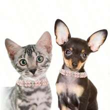 1pc Faux Pearl & Rhinestone Decor Pet Collar - Hồng - Xem 7