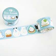 1卷合成纸模切和纸胶带，极地邮件系列，可爱动物主题剪贴簿胶带 - 彩色 - 查看 15