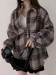 Women's Plaid Thermal Lined Casual Shirt Jacket, Autumn/Winter