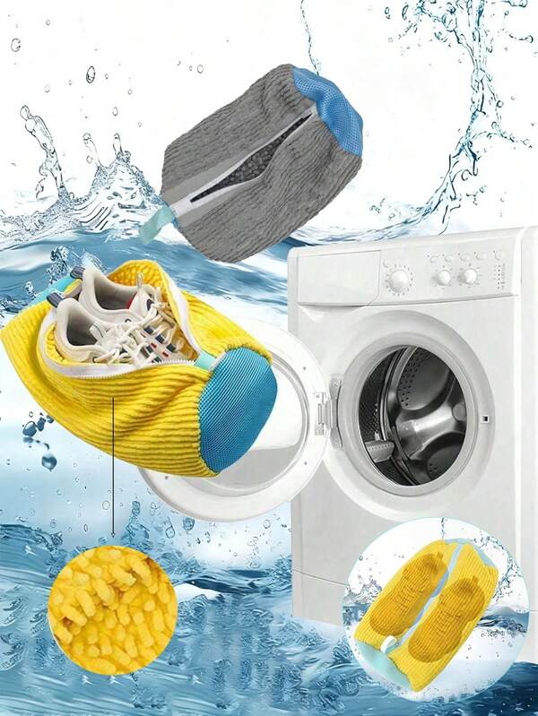 1 Stück wiederverwendbarer Schuh-Reinigungsbeutel, passend für alle Waschmaschinen, dickes Anti-Verformungs-Design, extra große Größe, geeignet für alle Schuhtypen, schnell und einfach zu reinigen, wiederverwendbar