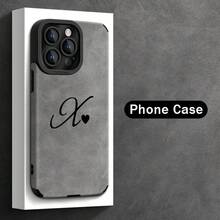 Funda de Teléfono con Patrón de Corazón y Letra X en Color Sólido Abstracto para iPhone 16 Pro Max/15 Pro/14 Plus/13/12/11 Pro Max, Resistente a Impactos, Diseño de Moda Duradero, Cubierta Protectora de TPU de Cuero Sintético - Colores mixtos - Ver 2