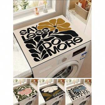1pc Minimalist Botanical Floral Art | Plant Painting Art | Washing Machine Cover Mat, Dryer Mat, Drum Washer Mat, Non-Slip, Heat-Resistant, Scratch-Resistant Synthetic Coated, Design Mat, Laundry Room Decor, Carpet, Super Absorbent Non-Slip Pad, Easy To Clean And Store, Refrigerator Dust Cover, Moisture-Absorbing And UV-Resistant