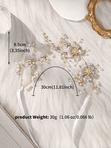 1 peça de tiara para cabelo de noiva com cristais, pérolas artificiais e flores. Acessório perfeito para casamento, festa e eventos noturnos. Ideal para damas de honra e floristas. Acessórios para o Dia dos Namorados. - Ouro - Ver 7