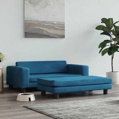 vidaXL Hundebett Mit Verlängerung Blau 100x50x30 Cm Samt