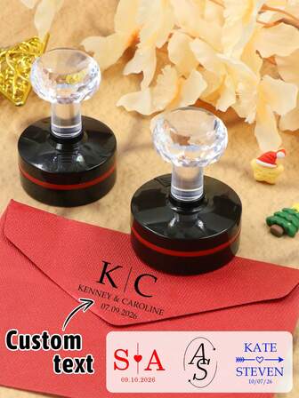Individuelle Stempel, Hochzeitsstempel, personalisierte Namens-Stempel, individualisierter Adressstempel, anpassbarer Unterschriftsstempel, Weihnachts-/Hochzeitsgeschenke, Geburtstagsgeschenke, Hochzeitsgeschenke, Jahrestag, 3 Tintenfarben, Braut und Bräutigam, Partys, wiederverwendbar, Umschläge, Schultasche, Einladungen