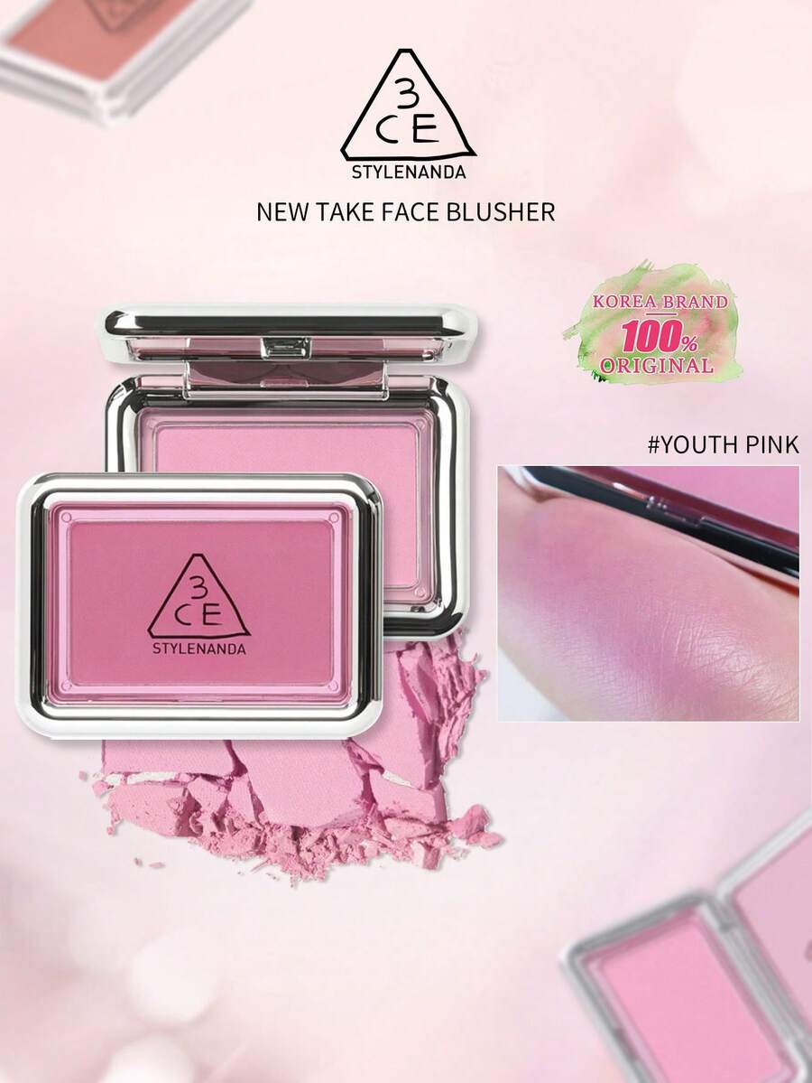 3CE Brand New TAKE FACE Blush #Youth Pink 4.5g Velvet Finish - Easily Blendable Blush, Silky Powder Texture, Easy To Apply, Non-Caking, Creates A Natural Skin-Like Finish, Soft Color Payoff, Long-Lasting And Smudge-Proof | Korean Makeup, Korean Cosmetics, Gift Set, 4.5g/0.16oz - #YOUTH PINK - 查看 1