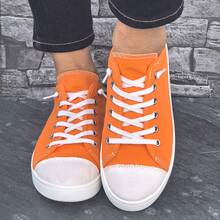 Women's New Multi-Color Low-Top Lace-Up Cloth Shoes. Multiple Colors To Choose From. Casual And Simple Plus-Size Women's Shoes. Fashionable And Personalized All-Match Outdoor Sports Shoes. - 橘色 - 查看 2