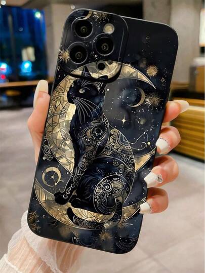 1 pieza Funda de teléfono protectora compatible con iPhone 17 Pro Max, 11, 16 Pro Max, 16 Pro, 16, 15 Pro Max, 14 Pro Max / Galaxy S25 Series, A16 / Honor X6A, X7B, X8B / 13C, Note 13 / Hot 60ro/Smart 8, de estilo minimalista de ojo de gato, amigable con la piel y anti-caída de TPU
