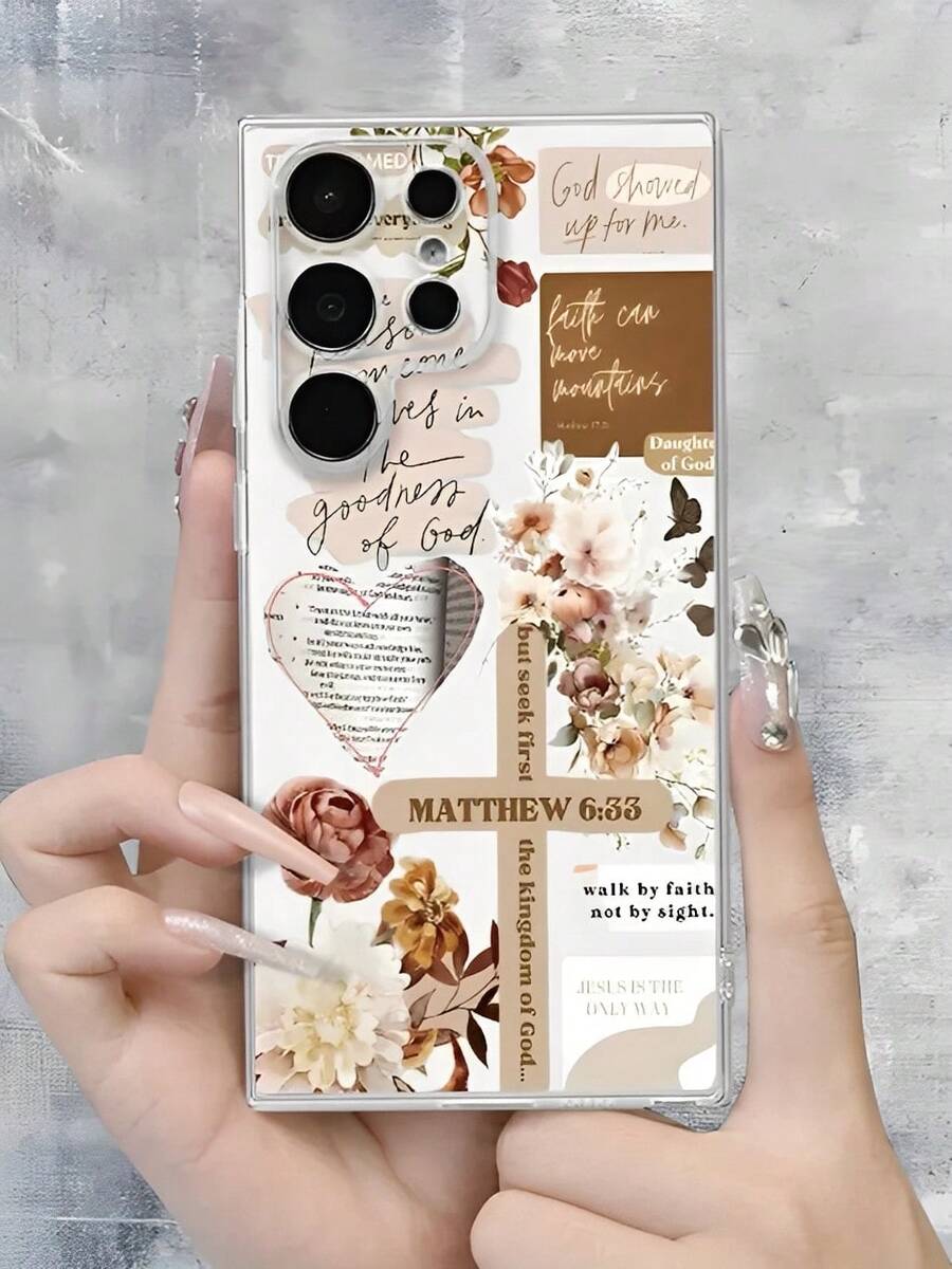 Bible Quotes From The Cross Transparent Phone Case Suitable For Compatible With Samsung Galaxy S25/24/23/22/21 Ultra/FE/Plus,A73/72/71/55/54/53/52/51/35/34/33/25/24/22/16/15/14/13/12,As Well As,Iphone17,16, 15, 14, 13, 12, 11, PRO MAX,PRO, PLUS,Air,16E,Fashionable Phone Cases - Nhiều màu - Xem 1