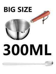 وعاء خشبي المقبض مع ملعقة، مناسب لمستلزمات صناعة الشموع الأخرى، والأدوات المنزلية، ومواد قولبة الشمع لصناعة الشموع والصابون DIY، وعاء إذابة الشمع لصناعة الشموع، وصناعة المجوهرات (باستثناء الملاعق)