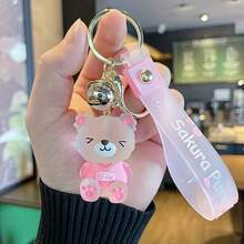 1pc Jelly Bear Keychain, Cute Cartoon Resin Bag Charm, Women's Car Key Chain, Ideal Gift
