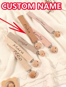 1pc Personalized Baby Pacifier Clip Cute Polka Dot Print Customized Patterns For Boys And Girls, Custom Baby Pacifier Clip Universal Soothing Clip, - Multicolor - View 1