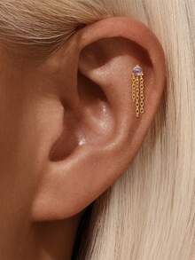 1件紫色水钻925纯银耳钉，女士耳钉，垂坠式耳环，适合派对、周年纪念等场合，精美珠宝