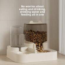 2.3L Gravity Cat Feeder And 1L Water Dispenser, Automatic 2 In 1 Pet Feeder And Water Dispenser For Indoor & Outdoor Cats, Puppies, Kitten, Rabbits - Clear - View 3