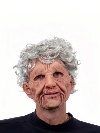 3D硅胶老人面具，成人硅胶面具，男士逼真乳胶面具，全头恐怖乳胶面具，恐怖节日头饰，老妇人乳胶面具，适合角色扮演、节日、派对