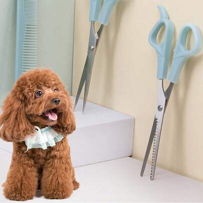 3 قطع مجموعة مقصات تجميل الحيوانات الأليفة، أدوات تقليم وتنظيف فرو الكلاب والقطط