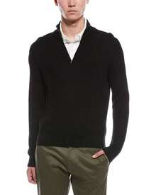 Bruno Magli Textured 1/4-Zip Merino Wool Mock Neck Sweater - Black - View 1