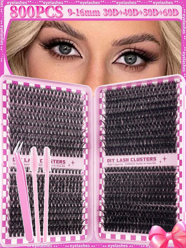 800/720PCS 40Rows Individual Eyelashes Book Large Capacity 9-16mm Mixed Length Cluster Eyelashes For Beginner DIY At Home Eyelashes Extensions Set Lash Clusters, Eyelash Clusters, Individual Eyelashes, Lashes, Fake Lashes - Multicolor - View 11