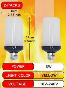 1 pieza/2 piezas/3 piezas/4 piezas Bombillas de luz con efecto de llama LED, bombillas de luz parpadeante amarilla/azul con efecto invertido, 4 modos de bombillas de luz de fuego, base E26/E27 para decoración de Halloween, Navidad, fiestas, interiores y exteriores del hogar - Lámpara de llama - Ver 18