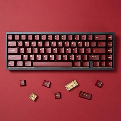Cherry Profile Keycaps, Wine Red Color, Cherry Original Height, No Numpad, Double-Shot ABS Material, Semi-Transparent
