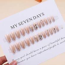 Bling Butterfly Press On Nails Long Silver Fake Nails Tips Full Cover False Coffin Nails For Women And FFgirls 24PCS{Inchcolor_nameinch:InchNails-03inch} - 指甲-03 - 查看 4