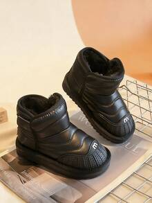 儿童冬季雪地靴，男女童保暖防滑户外鞋 - 黑色 - 查看 6