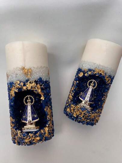 Vela gruta nossa senhora vela de nossa senhora vela pedras vela aromática cheiros de kazinha decoração de casa vela religiosa