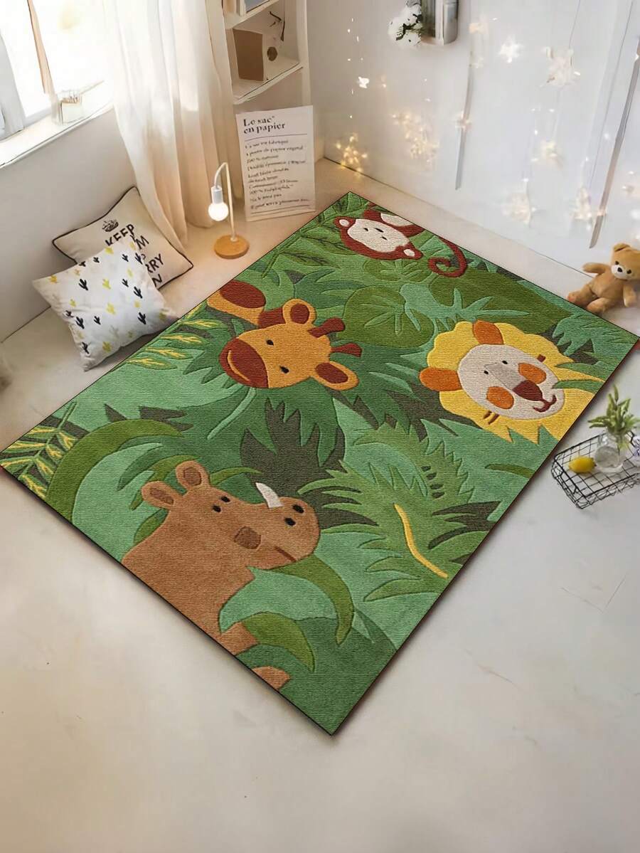 1pc Fashionable Cartoon Creative Faux Wool Rug Carpet, Small Animal Pattern Carpet, Skin-Friendly Soft Carpet, Versatile Living Room Carpet, High- Product, Festival New Arrival Hot Selling Item, Suitable For Living Room, Bedroom, Study, Thickness 0.7-1.0cm (Handmade Measurement With Reasonable Error)