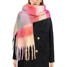 Womens Scarf Winter Big Colorful Checked Thick Warm Soft Scarves Casual Tassel Blanket Scarf - H-經典風格 - 查看 5