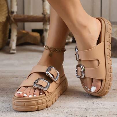 2025 Autumn New Style Women's Flat Sandals, No Thick Sole Part, Fashionable Solid Color Design, With Buckle, Adjustable. Suitable For Outdoor, Seaside, Beach, Travel, Bathroom, Family Gatherings, Parties, Gatherings, Water Activities, Commuting, Students' Back-To-School Season Wear, Daily Wear, Is A Must-Have EVA Material Product For Women, Suitable For Indoor Bathroom Wear, Women's Winter Home Wear Essential Shoes, Red Women's Casual Sandals, Beach Accessories, Christmas Slippers, Women's Sports Sandals, Christmas Women's Home Slippers