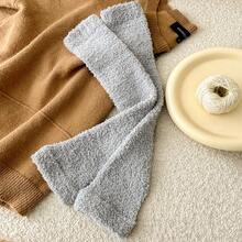 1 Pair Knee High Leg Warmers, Thermal Lined Leg Warmers For Knee, Thigh And Calf Protection, Unisex Thick Coral Fleece Long Leg Warmers, Simple Striped Knee Pads Leg Sleeves For Winter - Multicolor - View 7