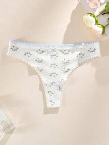5pcs Women's Panties Set, Minimalist Cute Cotton Panties, Floral Hollow-Out Thong - Multicolor - View 4