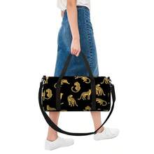 Túi du lịch cỡ lớn in hình động vật, túi xách tay gấp gọn tiện dụng, túi hành lý, túi đựng đồ qua đêm, túi đựng đồ du lịch bền chắc, đồ dùng cần thiết cho du lịch biển, kỳ nghỉ, dành cho nam và nữ. - màu đen - Xem 5