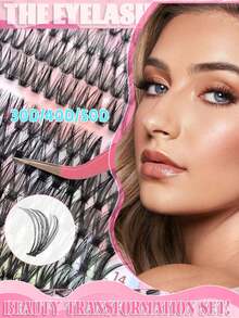 800/640/160 Clusters D Curl Individual Eyelashes, 0.07mm Thick, 9-16mm Mixed Length Eyelashes, DIY False Eyelashes At Home, Eyelash Clusters For Cartoon Lashes Daily Makeup, Lash Clusters, Lashes, Fake Lashes