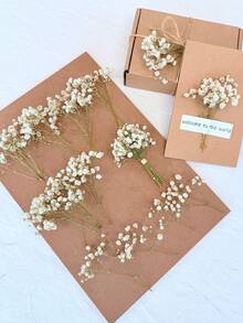 20/50/100/150/300pcs Mini Gypsophila & Other Dried Flowers - For Resin Mold Art & Crafts, Ivory White Bouquet For Hair Accessories, Wedding Wreaths, Table Decor, Home Decoration - White Green (dried Flowers) - View 2