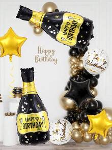 Bộ 2/8 bóng bay lá vàng đen mừng sinh nhật, bao gồm chai đựng bóng bay mừng sinh nhật, bóng bay tròn mừng sinh nhật và bóng bay lá vàng đen hình ngôi sao, thích hợp để trang trí tiệc sinh nhật, phụ kiện sinh nhật màu đen và vàng, kỷ niệm, phông nền chụp ảnh, tiệc tắm, trang trí nhà cửa - Nhiều màu - Xem 6