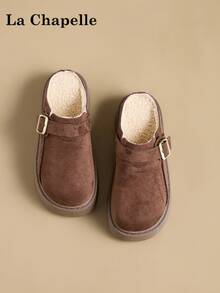 1 双 La Chapelle 女式休闲软底平底鞋，圆头低跟户外通勤鞋，优雅软底徒步鞋适合学生毕业照，低帮皮革保暖鞋
