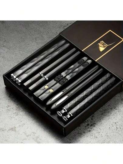 Non-Slip Fiberglass Chopsticks, 5-Pair Set - Vintage Style For Sushi, Restaurants & Events, Durable & Dishwasher ​