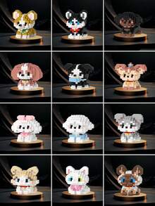 1 Pc Small Granules Building Block Pet Toy, Cute Cat Dogs Series Micro Brick Toys, Creative Cartoon Animal Model Assembly Toy, Well As A Delicate Home Furnishing Ornaments, Desk Decoration, The Best Holiday Gift For Friends Or Loved Ones Room Decoration,Cat,Schnauzer,Border Collie,Building Blocks,Cat,Schnauzer,Cat,Building Blocks,Schnauzer - Multicolor - View 4