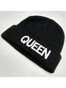 1pc King And Queen Knitted Beanie Hat, Matching Couple Skull Ski Hats, Black - European And American Street Hip Hop Style, Unisex Winter Warm Knitted Skull Cap, Christmas, New Year, Valentine's Day Gift - Multicolor - View 6