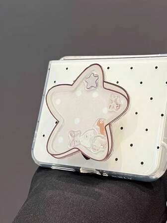 1 Pc Star Shake Shake Mobile Phone Folding Stand, Adhesive Type Mobile Phone Handle Stand, Universal ABS Folding Stand, For The Stability Of Handheld Devices And Hands-Free Use, Multi-Functional Expandable Mobile Stand Compatible With IPhone, Android Phone, Gift For Birthday, Family, Friends Gifts Birthday Push-Pull Phone Grip Phone Holder